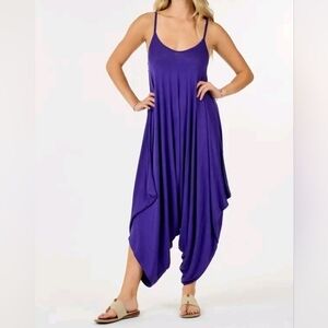 Harem Onesie Jumpsuit Cropped Purple
